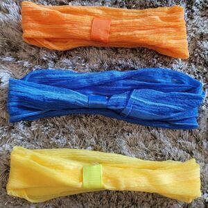 Set of 9 Nylon Handmade Headbands Yellow Green Blue Brown Red Orange Soft